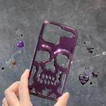 Luxury 3D Skull Metálico Metálico Gótico Caja de teléfono compatible con Apple