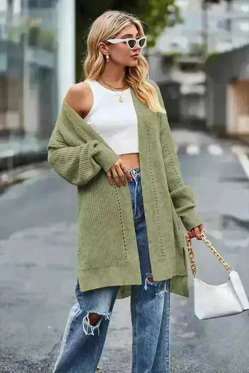 Solid color Loose Cashmere Long Cardigan sweater Jacket for women