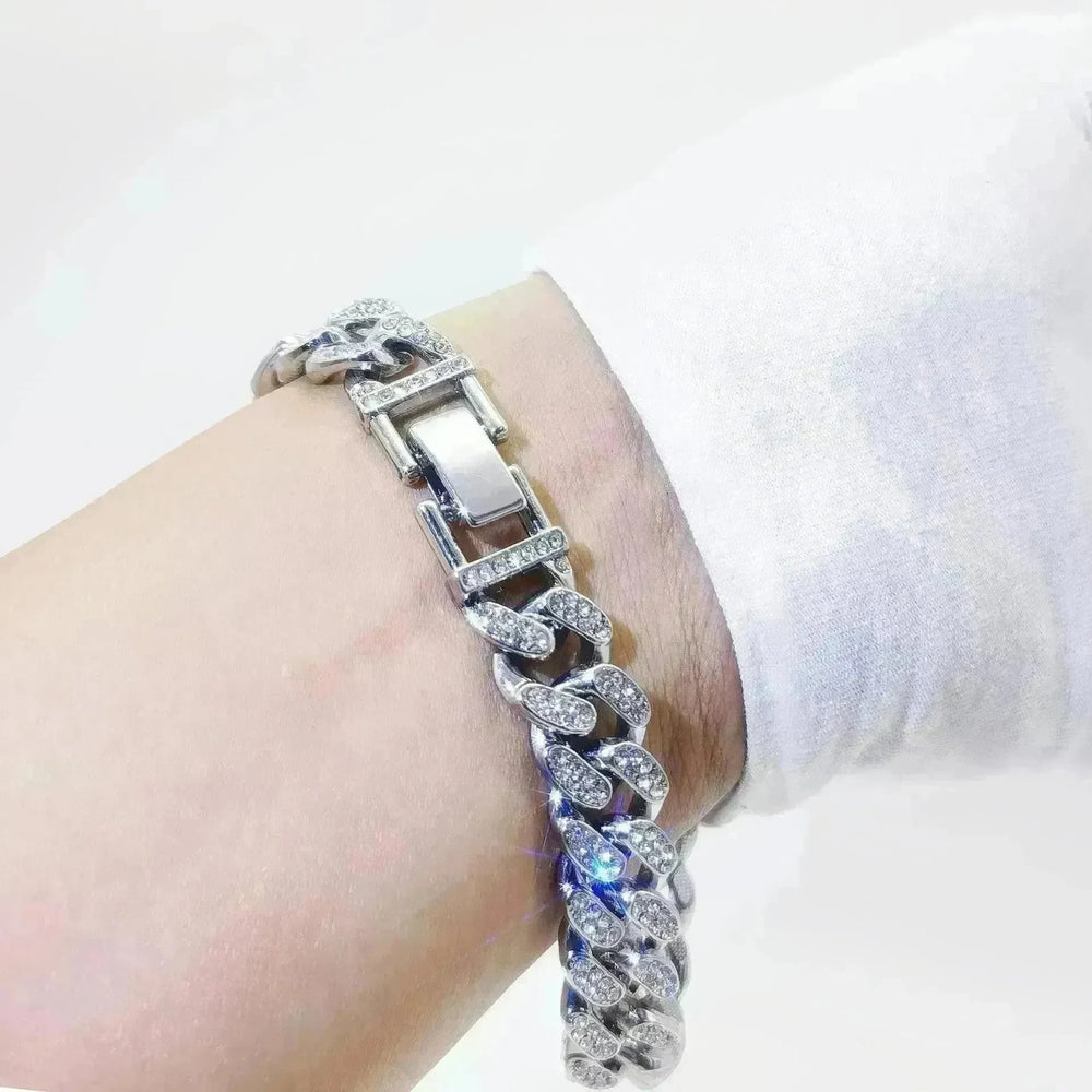 Flat Cuban Link Chain Diamond Bracelet - EX-STOCK CANADA