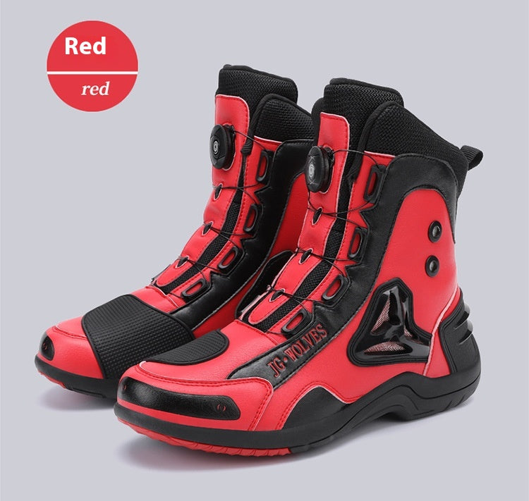 Men's Motorcycle Riding Boots – BOA Dial, Anti-Skid, Off-Road , Red