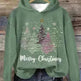 Round Neck Hooded Long Sleeve Four Christmas Trees Loose Hoodie Sweatshirt - EX-STOCK CANADA