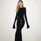 Fashion Round Neck Slim Fit Long Sleeve Bodycon Black Dress - EX-STOCK CANADA