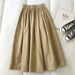 Solid Color Women Workwear Pleated Midi Skirt - EX-STOCK CANADA