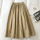 Solid Color Women Workwear Pleated Midi Skirt - EX-STOCK CANADA