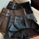Women's American-style Vintage Mini  Pleated Leather Skirt - EX-STOCK CANADA