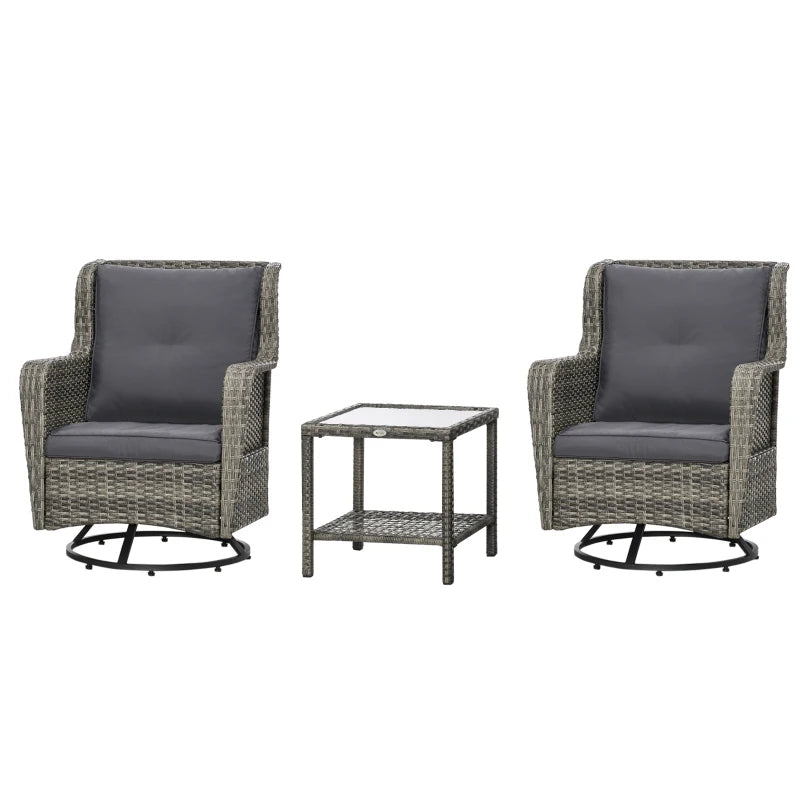 Patio Bistro Set, Porch Furniture With 360 Rotation & Rocking Function,, Gray EX-STOCK Canada 