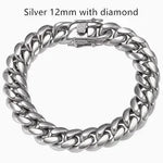 Men's Cuban Link Chain Titanium Steel Silver Bracelet