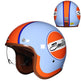 Colorful motorcycle helmet with 'Smile' logo on a white background