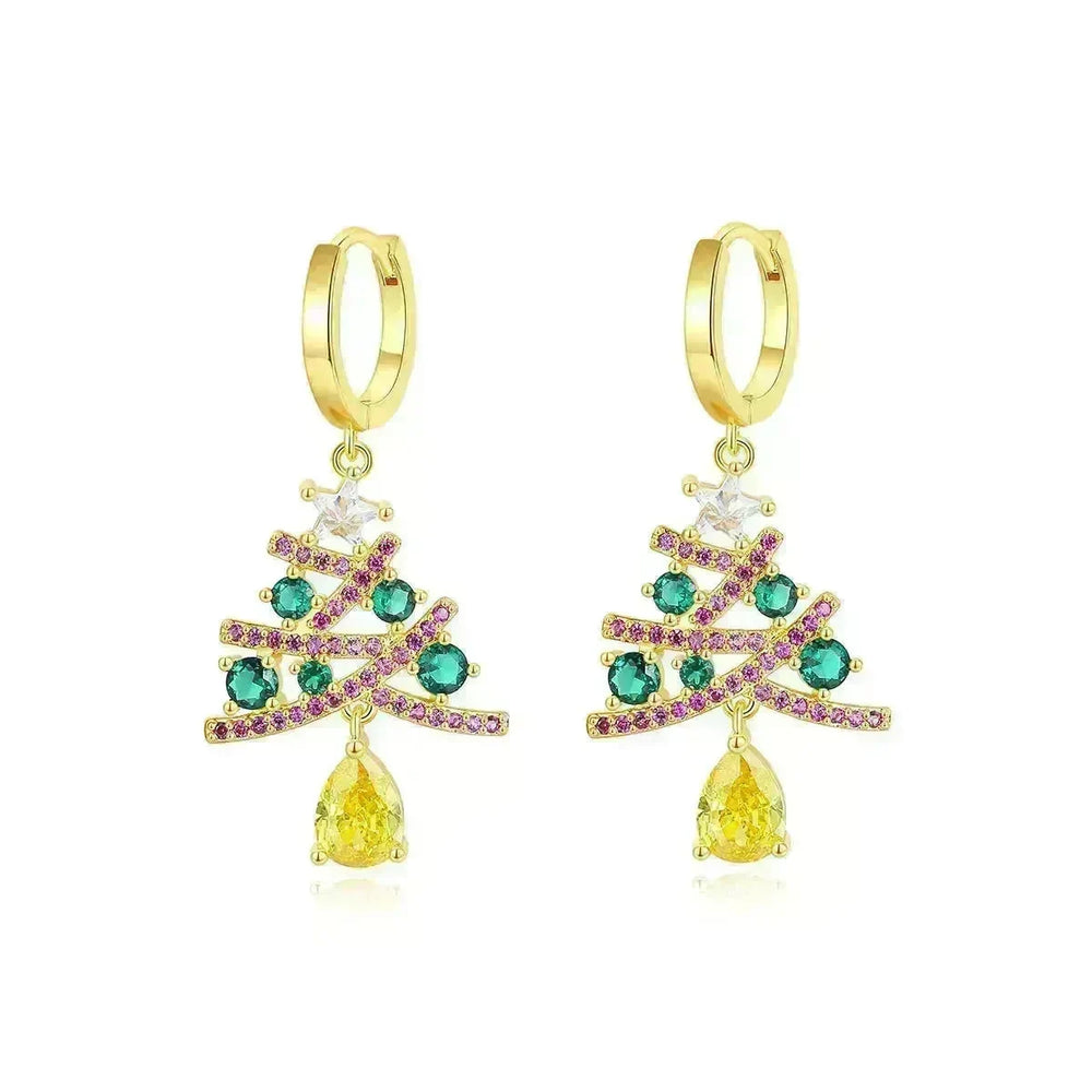 New Christmas Tree Earrings With Colorful Rhinestones Fashion Personality Shining Earrings Gift For Women Jewelry - EX-STOCK CANADA