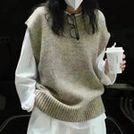 Loose Woolen Round neck Knitted Vest coat for Women - EX-STOCK CANADA