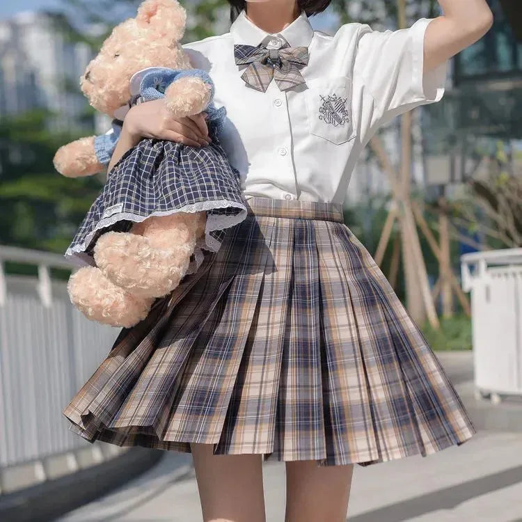 Student Jk Plaid Skirt Preppy Style Mini Pleated  Kilt Skirt - EX-STOCK CANADA
