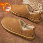 V-cut Fleece Snow Boots Winter Warm Round-toed Suede Ankle Boot Fashion Simple Non-slip Flat Cotton Shoes For Men