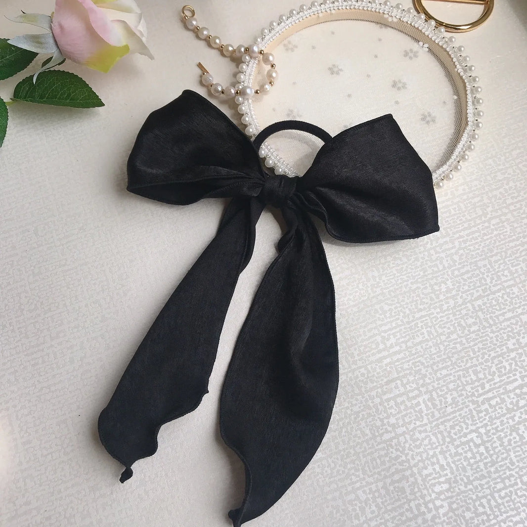 Silk satin oversized bow hair tie