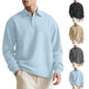 Texture Jacquard Solid Color Men's Long-sleeved Polo Shirt Lapel Loose Sweater EX-STOCK Canada 