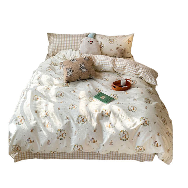 Four-piece Bed Set Pure Cotton Student Dormitory Duvet Cover Sheets EX-STOCK Canada 