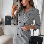 Fashion Printing Plaid mini  Blazer Dress Women - EX-STOCK CANADA
