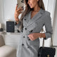 Fashion Printing Plaid mini  Blazer Dress Women - EX-STOCK CANADA
