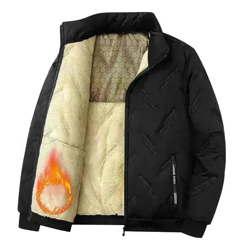 Veste d'hiver rembourrée en coton bordé de toison pour hommes