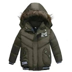 Small Medium-Sized Boys Cotton-Padded Fur Hoodie Winter Jackets for kids - EX-STOCK CANADA