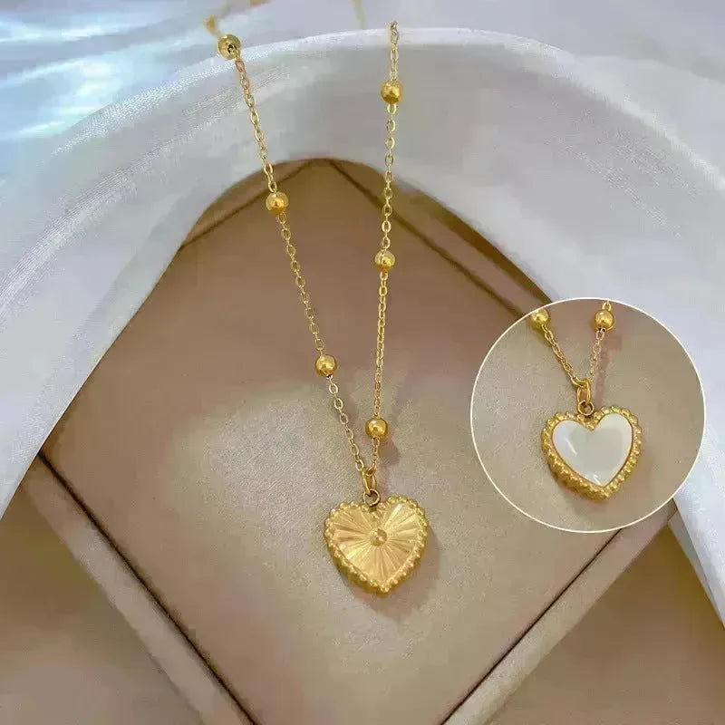 Heart-shape Love Necklace For Valentines Day Temperamental Personality Minimalist Stove Real Gold Necklace Female - EX-STOCK CANADA