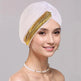 New Rhinestone Turban Cap For Women Pleated Elastic Head Wrap Stylish Ramadan Head Scarf Bonnet Chemo Cap Wedding African Hat - EX-STOCK CANADA