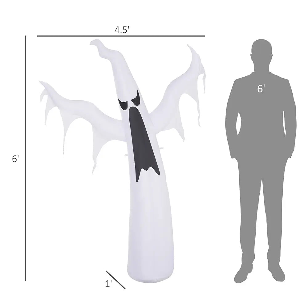 6' Tall Halloween Inflatables Outdoor Decorations White Ghost, Light Up Blow Up Yard Decor With LED Light And Fan Indoor Outdoor For Garden, Lawn, Party, Holiday - EX-STOCK Canada