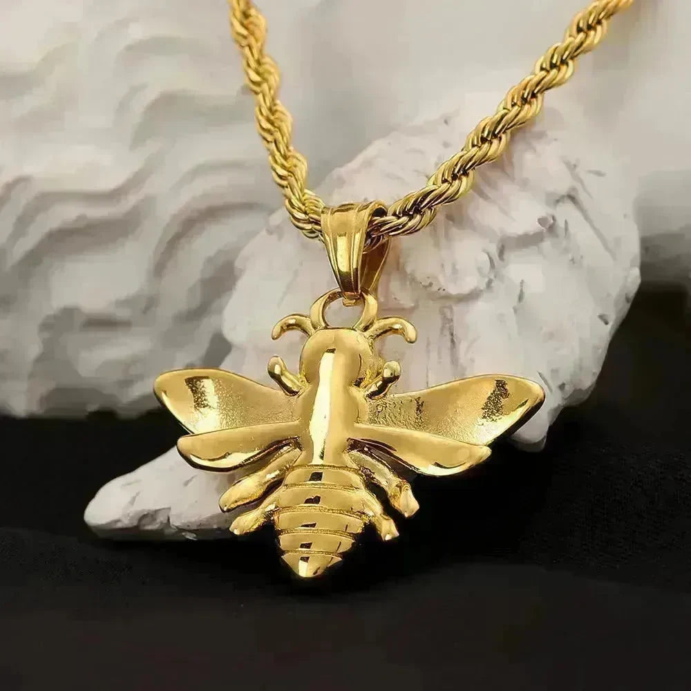 Titanium Steel Bee Necklace Stainless Steel gold - EX-STOCK CANADA