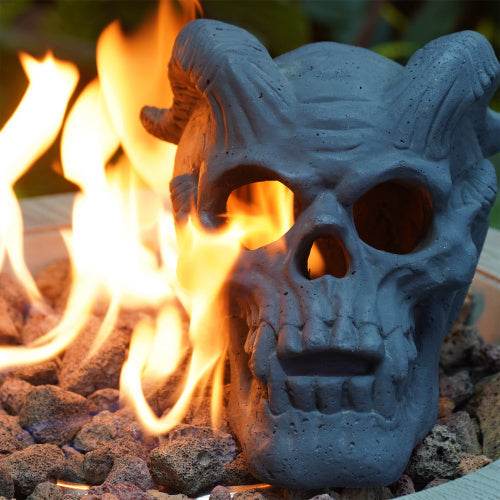 Refractory Materials Fireproof Imitated Human Fire Pit Skulls Gas Log For NG, LP Wood Fireplace, Firepit, Campfire, Halloween Decor, BBQ EX-STOCK