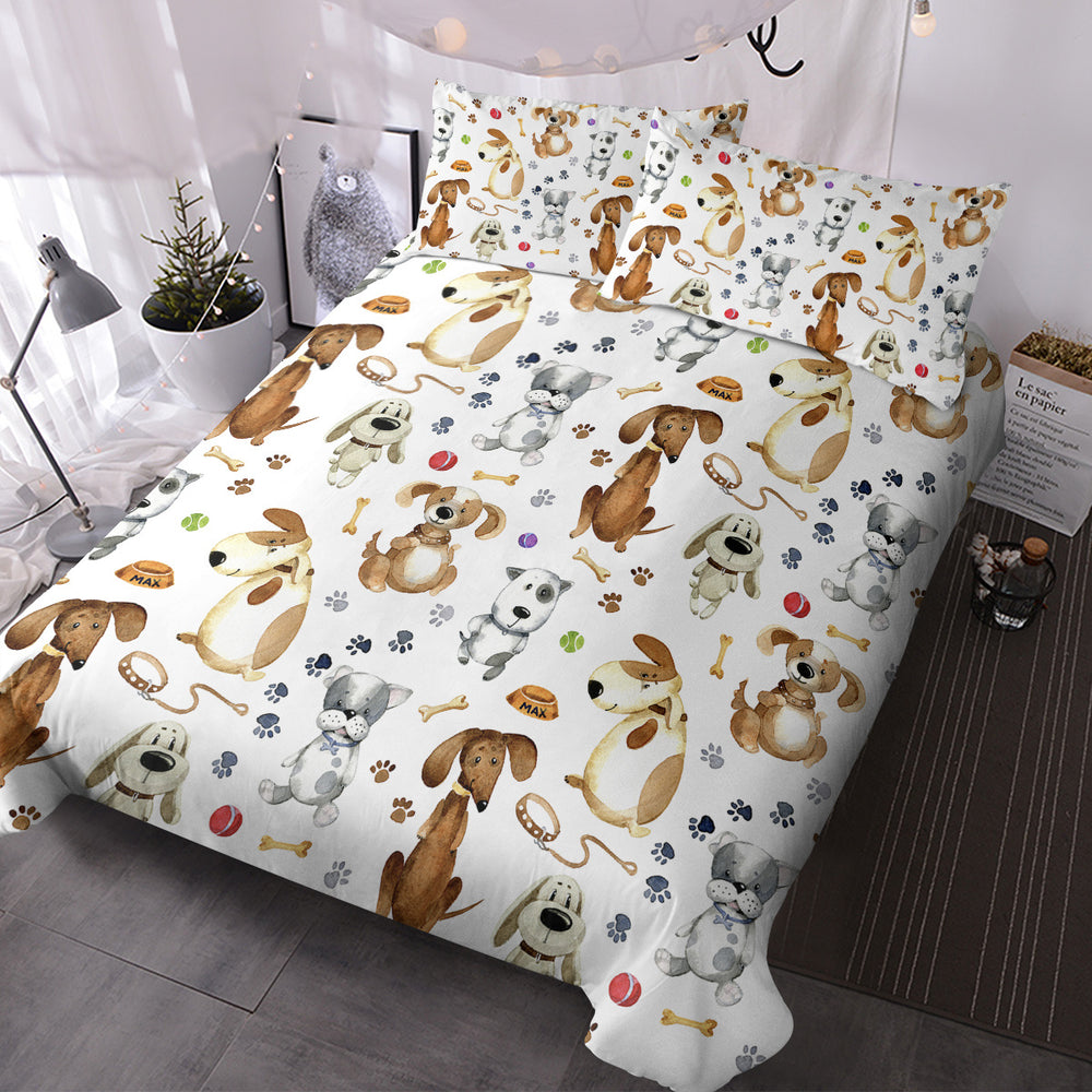 Kids' Duvet Cover Sets Animals Pastel Duvet Covers Cartoon Dogs Paws Pattern Bed Sets 3 Pieces 1 Duvet Cover And 2 Pillow Cases Cute Puppy Dogs Bedding For Kids EX-STOCK Canada 