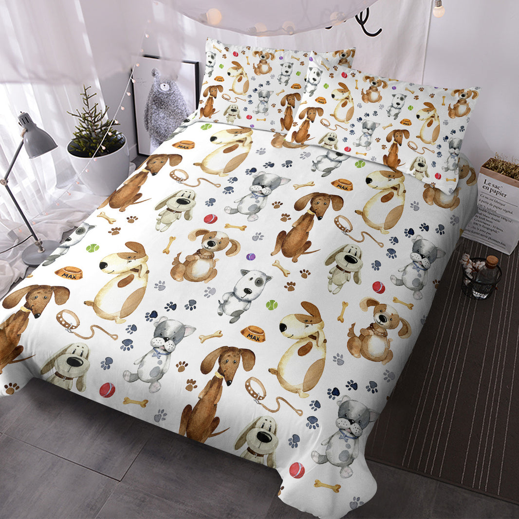Kids' Duvet Cover Sets Animals Pastel Duvet Covers Cartoon Dogs Paws Pattern Bed Sets 3 Pieces 1 Duvet Cover And 2 Pillow Cases Cute Puppy Dogs Bedding For Kids EX-STOCK Canada 