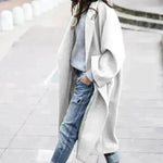 Lapel Single Breasted Women Winter Solid Woolen Trench Coat Long Jacket - EX-STOCK CANADA