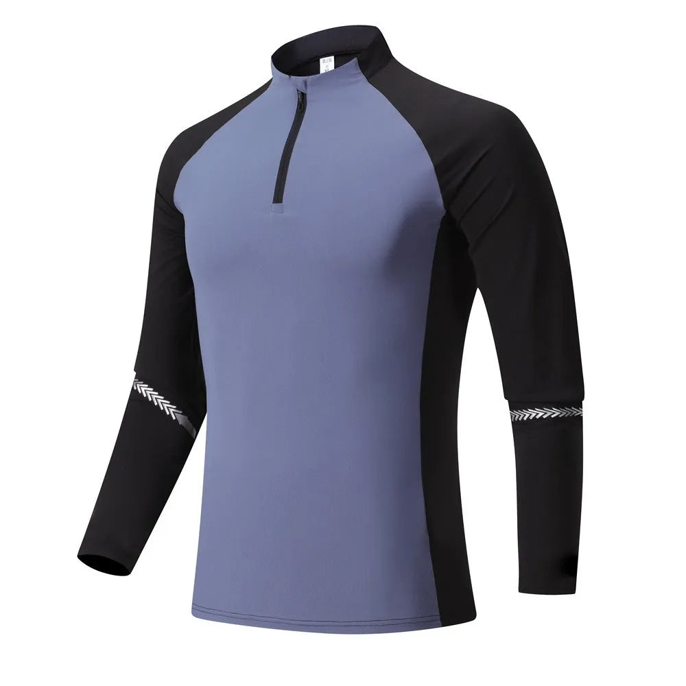 Mock Neck Half Zip  Workout top for Men Long Sleeve exercise top - EX-STOCK CANADA