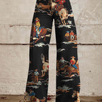 Women's Wide-leg Pants Fashion High Waist Casual Trousers 3D Printing 