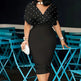 Women's Back Zipper dress Elegant Deep V Neck Wrap Bodycon Dress Pencil Midi Dress EX-STOCK