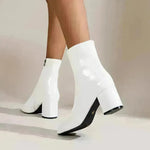 Winter Chunky Heel Pointed Toe Boots With Side Zipper Fashion Mid-calf Boot For Women Shoes