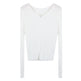 White long-sleeve crop top on a white background