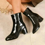 Winter Chunky Heel Pointed Toe Boots With Side Zipper Fashion Mid-calf Boot For Women Shoes