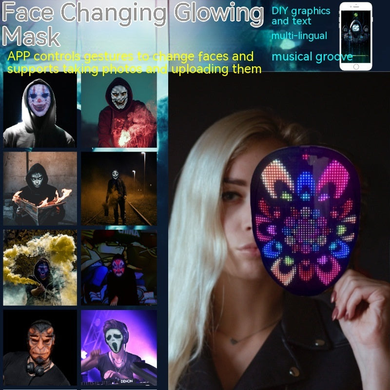 Halloween Face Masks Full Color LED Luminous Mask Face Changing Mask Party Bar Props EX-STOCK Canada 