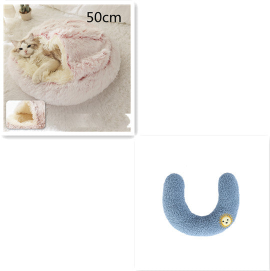 2 In 1 Dog And Cat Bed Pet Winter Bed Round Plush Warm Bed House Soft Long Plush Pets Bed Pet Products EX-STOCK Canada 