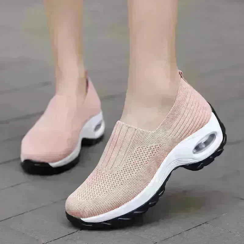 Mesh Sports Shoes Breathable Slip On Air Cushion Sneakers Casual Thick Bottom Heightened Shoes for Women - EX-STOCK CANADA