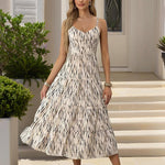Women's Striped V-Neck Backless Tie Strap Beach Dress - Sexy Elegant Summer Maxi Dress EX-STOCK