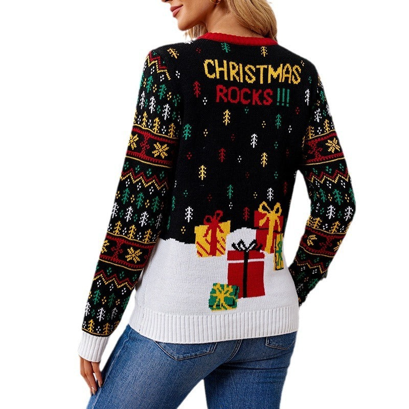 Elk Jacquard Santa Claus Knitted Sweater EX-STOCK Canada 