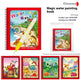 Magic water painting book with dinosaur illustrations and a water brush, displayed with product details.