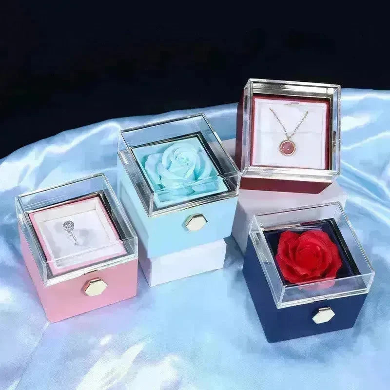 Rotating Soap Flower Rose Gift Box Creative Rotating Rose Jewelry Packaging Box Valentine's Day Gift For Women - EX-STOCK CANADA