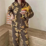 Polar Bear Fleece Winter Home Lounge wear Pajamas Set Women - EX-STOCK CANADA