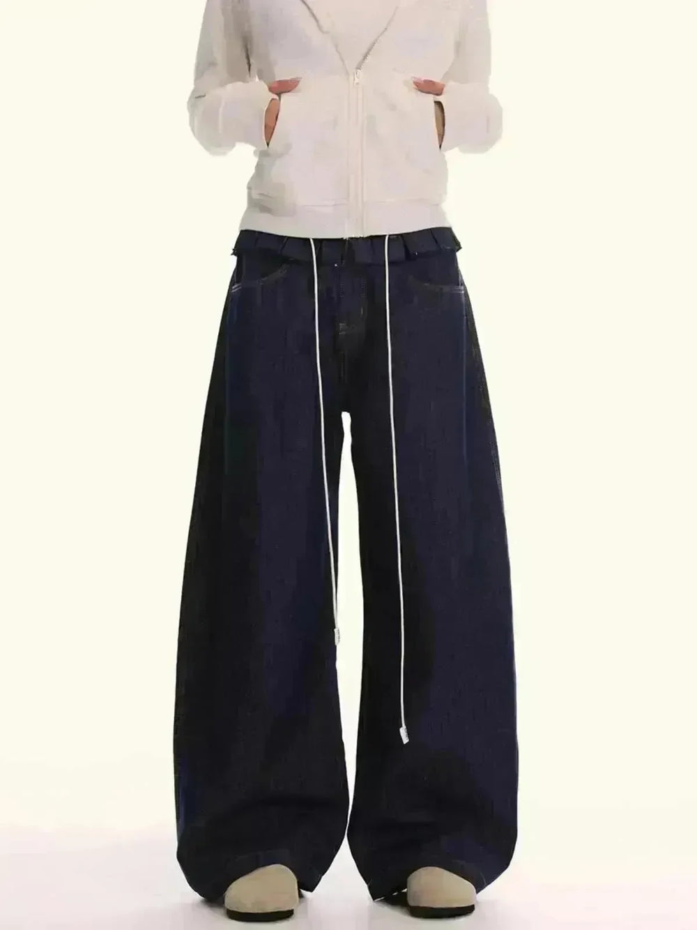 Loose Waist Stitching Small Skirt Baggy Jeans Pant For Men And Women - EX-STOCK CANADA