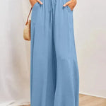 Printed Comfortable Casual High Waist  Wide-leg Floral Palazzo Trousers women