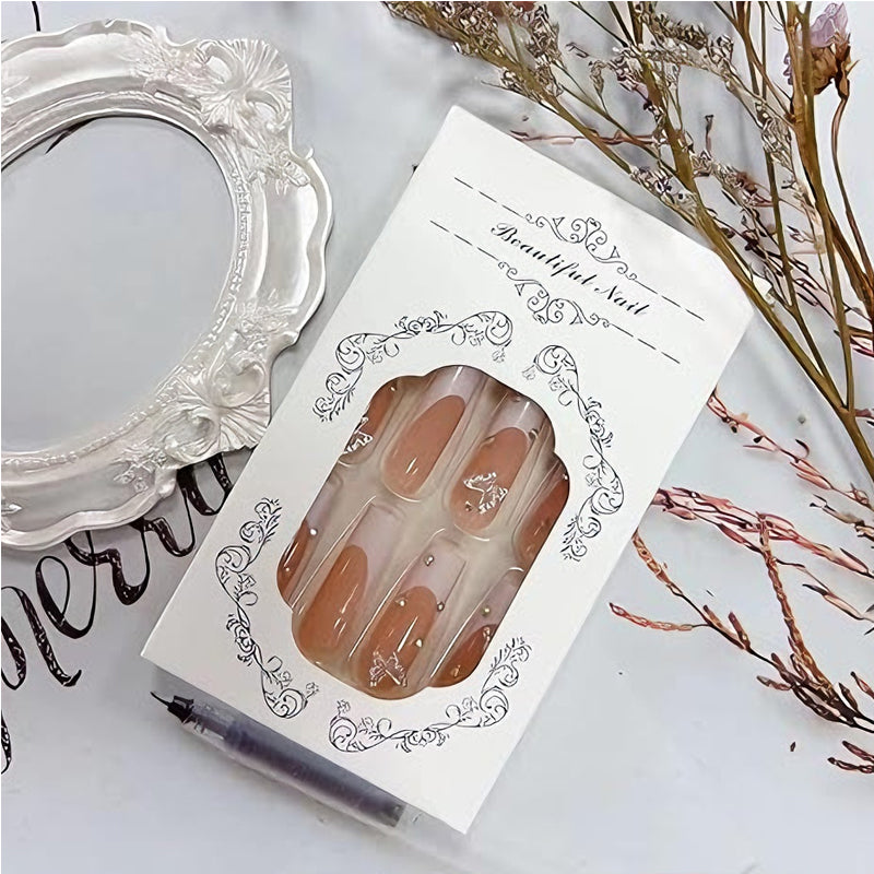 24 PCS Diamond Butterfly Nail Art, Long Length Long Water Pipe Fake Nails,Square Head Nail Tips False Nail EX-STOCK Canada 