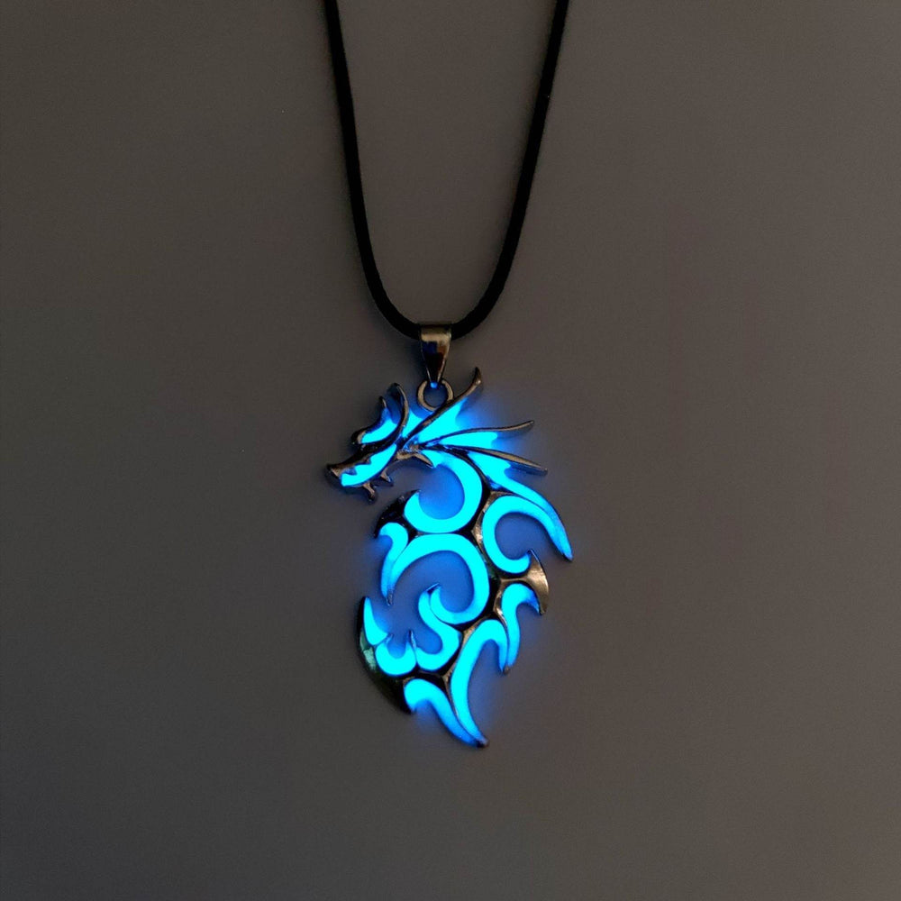 Fashion Trendy Men's Domineering Luminous Flame Dragon Necklace EX-STOCK
