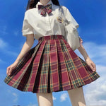 Student Jk Plaid Skirt Preppy Style Mini Pleated  Kilt Skirt - EX-STOCK CANADA